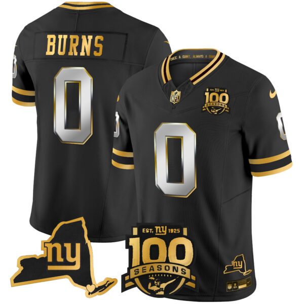 Men's New York Giants 100th Season & State Patch Gold Vapor Limited Jersey - All Stitched - Image 28
