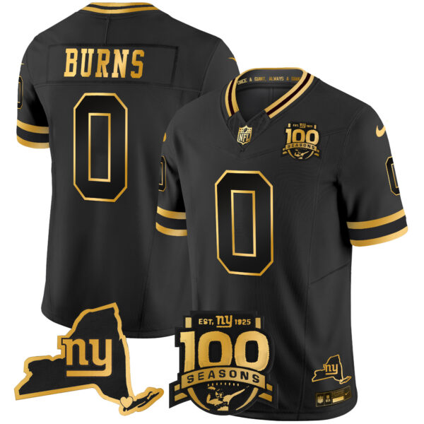 Men's New York Giants 100th Season & State Patch Gold Vapor Limited Jersey - All Stitched - Image 20