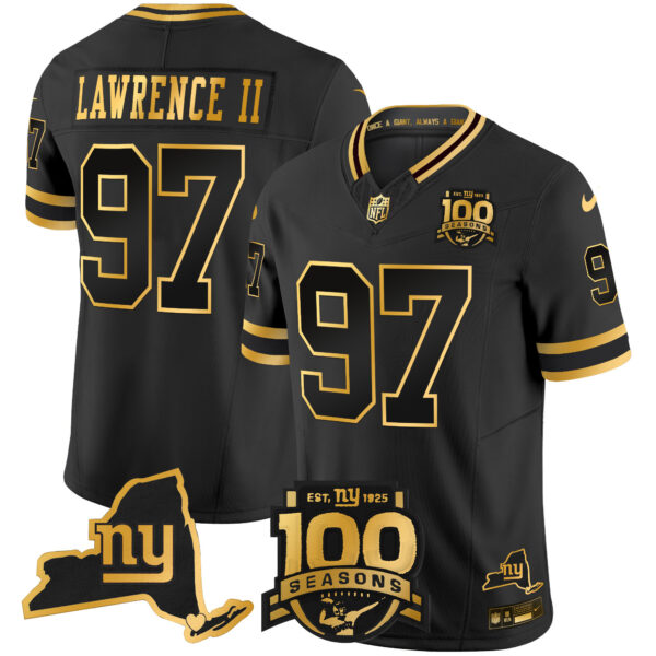 Men's New York Giants 100th Season & State Patch Gold Vapor Limited Jersey - All Stitched - Image 23