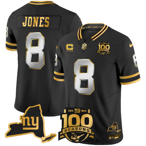 Men's New York Giants 100th Season & State Patch Gold Vapor Limited Jersey - All Stitched - Image 26