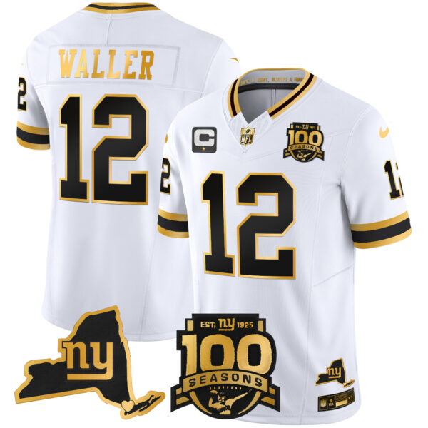 Men's New York Giants 100th Season & State Patch Gold Vapor Limited Jersey - All Stitched - Image 13