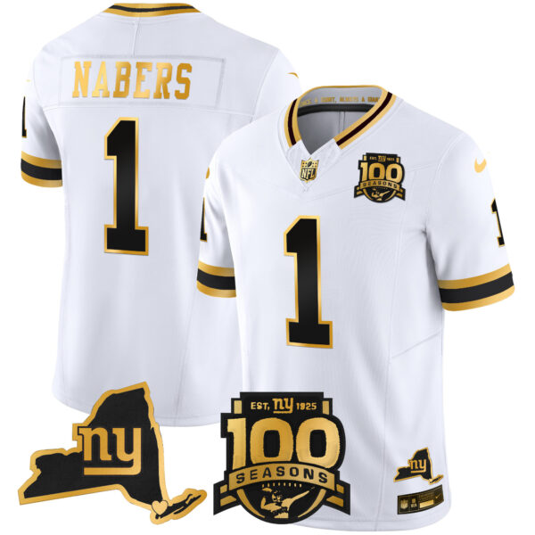 Men's New York Giants 100th Season & State Patch Gold Vapor Limited Jersey - All Stitched - Image 11