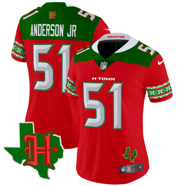 Women's Houston Texans 2024 Christmas Vapor Limited Jersey - All Stitched - Image 7
