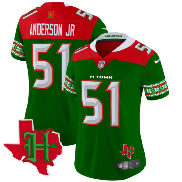 Women's Houston Texans 2024 Christmas Vapor Limited Jersey - All Stitched - Image 15