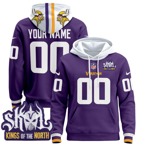 Minnesota Vikings 2025 Custom Pullover Hoodie - All Stitched - Image 2