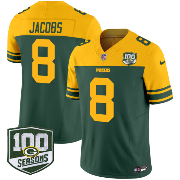 Men's Green Bay Packers Throwback 100th Season Patch Vapor Limited Jersey - All Stitched - Image 3