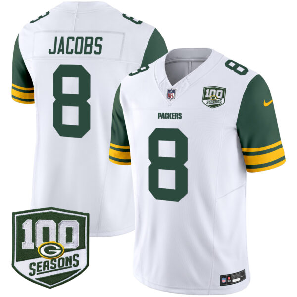 Men's Green Bay Packers Throwback 100th Season Patch Vapor Limited Jersey - All Stitched - Image 17