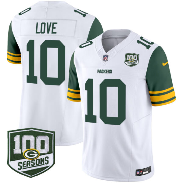 Men's Green Bay Packers Throwback 100th Season Patch Vapor Limited Jersey - All Stitched - Image 16