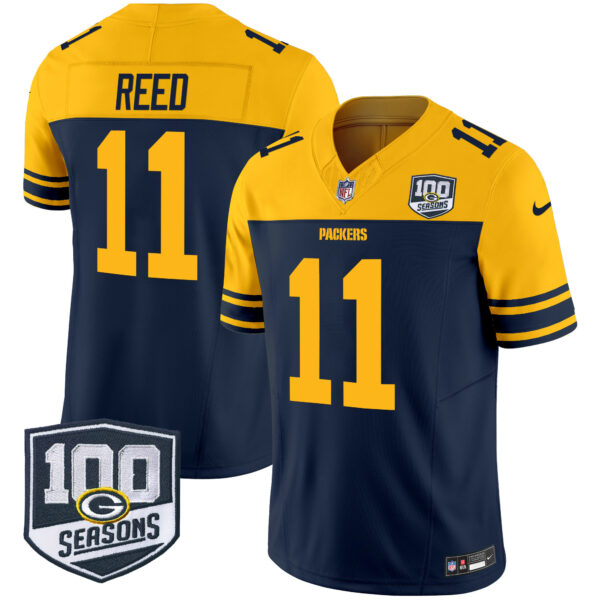 Men's Green Bay Packers Throwback 100th Season Patch Vapor Limited Jersey - All Stitched - Image 25