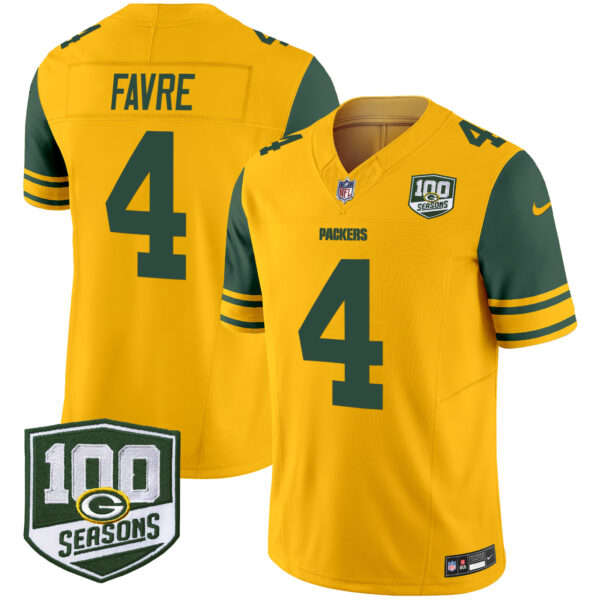 Men's Green Bay Packers Throwback 100th Season Patch Vapor Limited Jersey - All Stitched - Image 14