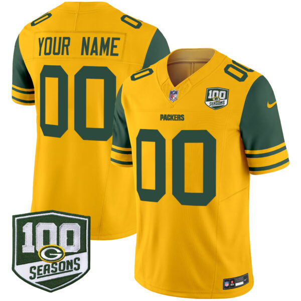 Green Bay Packers Throwback 100th Season Patch Vapor Limited Custom Jersey - All Stitched - Image 3