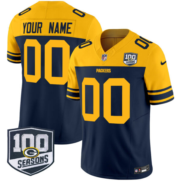 Green Bay Packers Throwback 100th Season Patch Vapor Limited Custom Jersey - All Stitched - Image 4