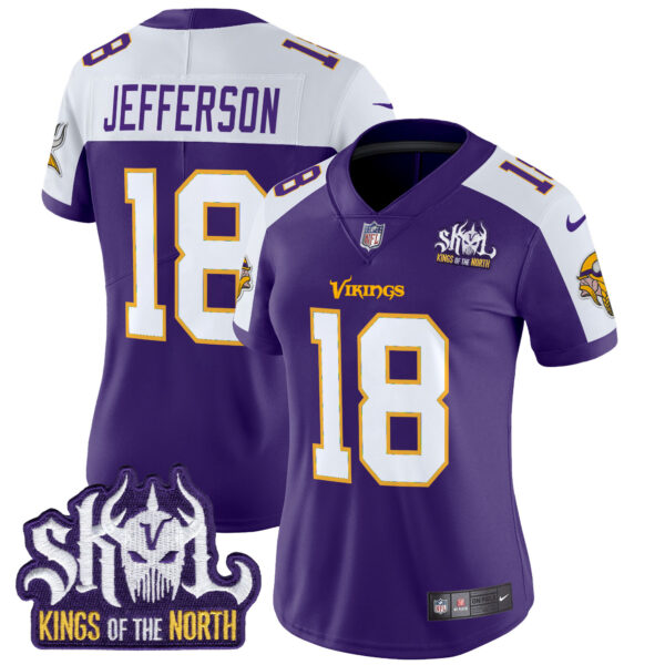 Women's Minnesota Vikings King Of The North Patch Throwback Vapor Limited Jersey - All Stitched - Image 2