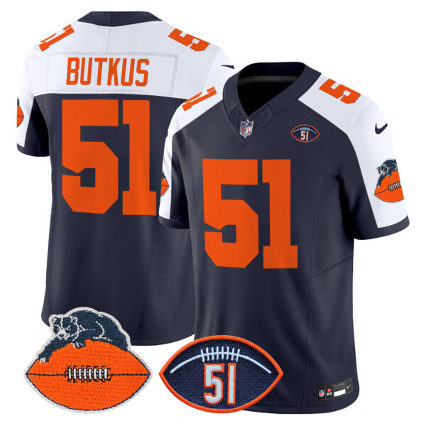 Men's Chicago Bears Dick Butkus Patch Throwback Vapor Limited Jersey - All Stitched - Image 2