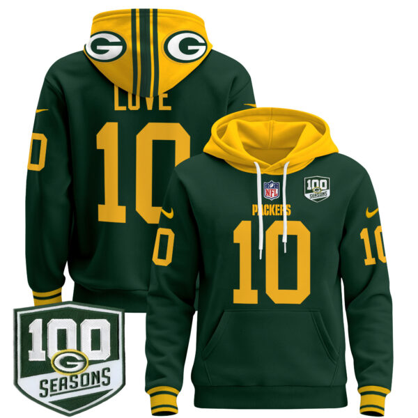 Men's Green Bay Packers Throwback Pullover Hoodie - All Stitched - Image 2