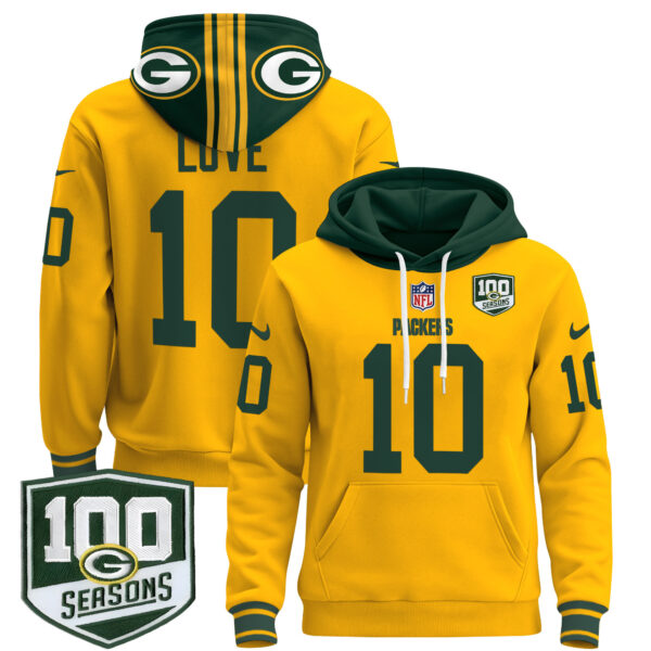 Men's Green Bay Packers Throwback Pullover Hoodie - All Stitched - Image 9