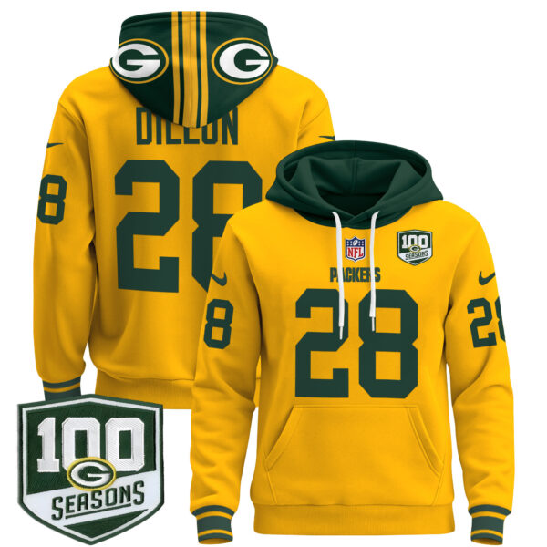 Men's Green Bay Packers Throwback Pullover Hoodie - All Stitched - Image 11
