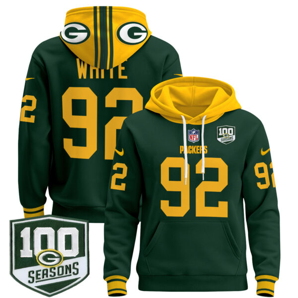 Men's Green Bay Packers Throwback Pullover Hoodie - All Stitched - Image 8