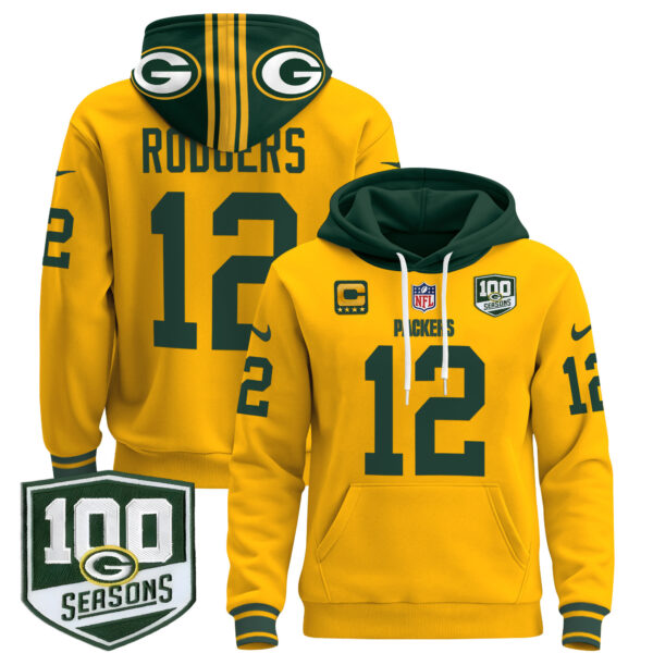 Men's Green Bay Packers Throwback Pullover Hoodie - All Stitched - Image 13