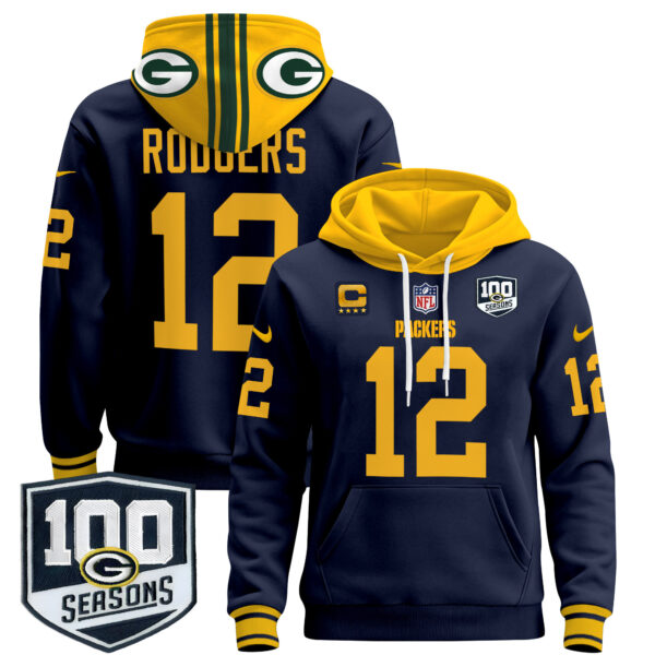 Men's Green Bay Packers Throwback Pullover Hoodie - All Stitched - Image 26