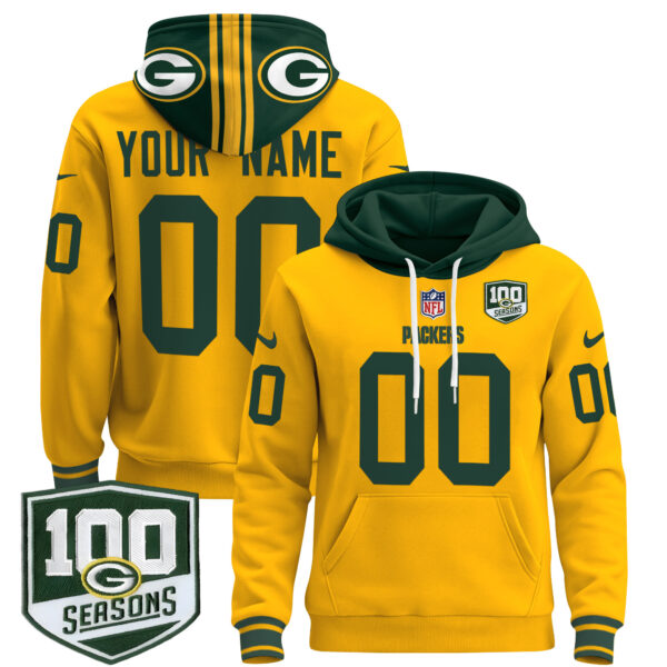 Green Bay Packers Throwback Custom Pullover Hoodie - All Stitched - Image 2