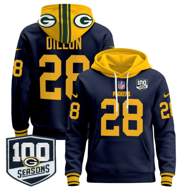 Men's Green Bay Packers Throwback Pullover Hoodie - All Stitched - Image 24