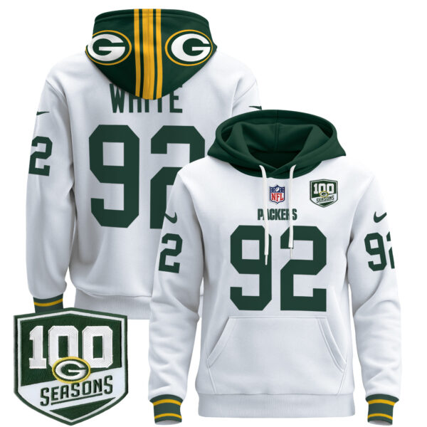 Men's Green Bay Packers Throwback Pullover Hoodie - All Stitched - Image 21