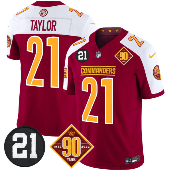 Men's Washington Commanders 90th & Sean Taylor Patch Vapor Limited Jersey - All Stitched - Image 2