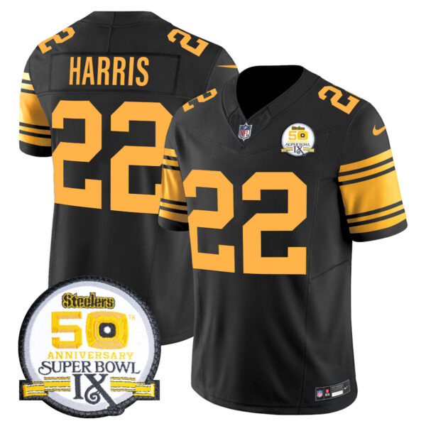 Men's Steelers 50th Anniversary Of Super Bowl IX Patch Vapor Limited Jersey - All Stitched - Image 56