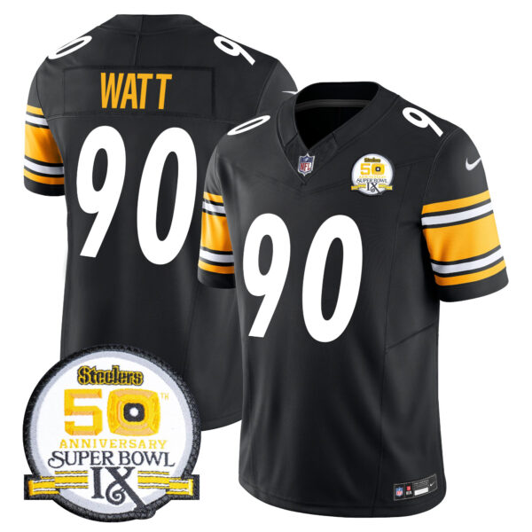 Men's Steelers 50th Anniversary Of Super Bowl IX Patch Vapor Limited Jersey - All Stitched - Image 24