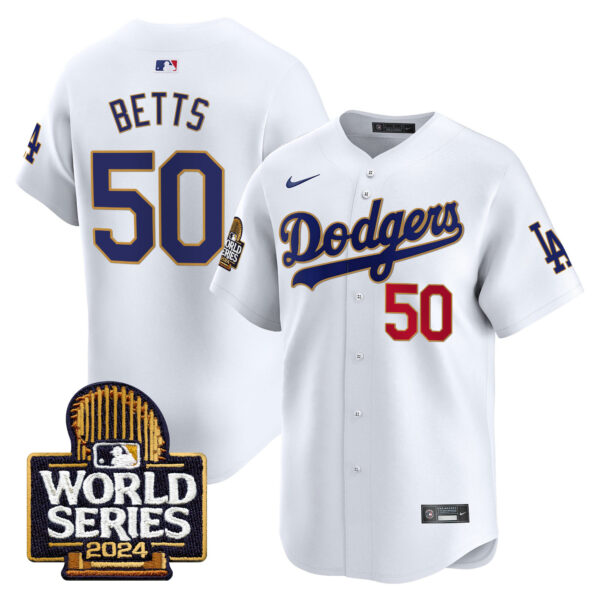 Men's Dodgers 2024 World Series Gold Trim Vapor Premier Limited Jersey - All Stitched - Image 24