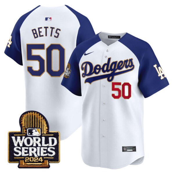 Men's Dodgers 2024 World Series Gold Trim Vapor Premier Limited Jersey - All Stitched - Image 44