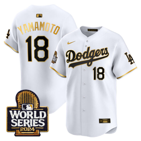 Men's Dodgers 2024 World Series Gold Trim Vapor Premier Limited Jersey - All Stitched - Image 18
