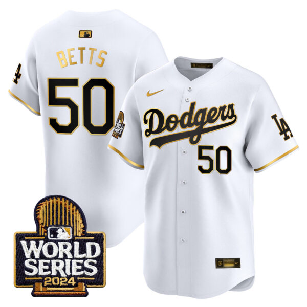Men's Dodgers 2024 World Series Gold Trim Vapor Premier Limited Jersey - All Stitched - Image 14