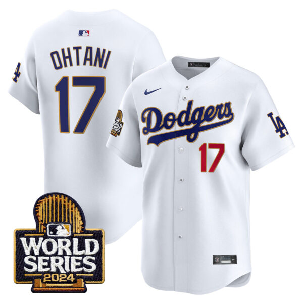 Men's Dodgers 2024 World Series Gold Trim Vapor Premier Limited Jersey - All Stitched - Image 22