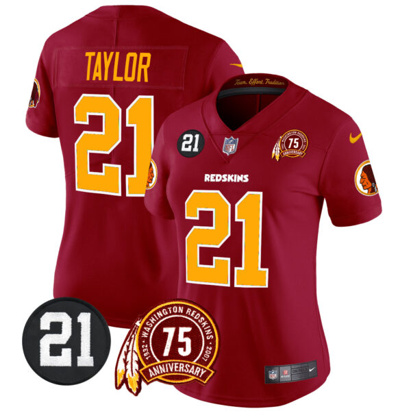 Women's Washington Redskins 75th & Sean Taylor Patch Vapor Limited Jersey - All Stitched - Image 26