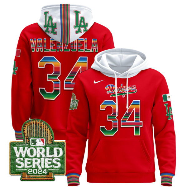Men's Dodgers Mexico 2024 World Series Pullover Hoodie - All Stitched - Image 37