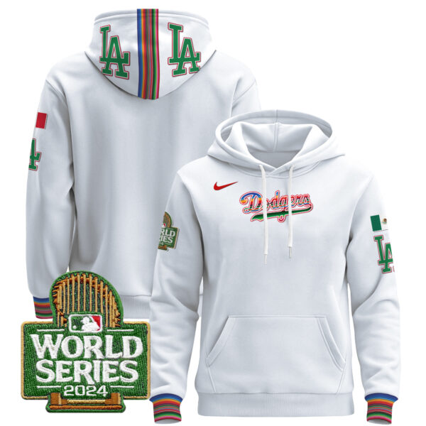 Men's Dodgers Mexico 2024 World Series Pullover Hoodie - All Stitched - Image 9