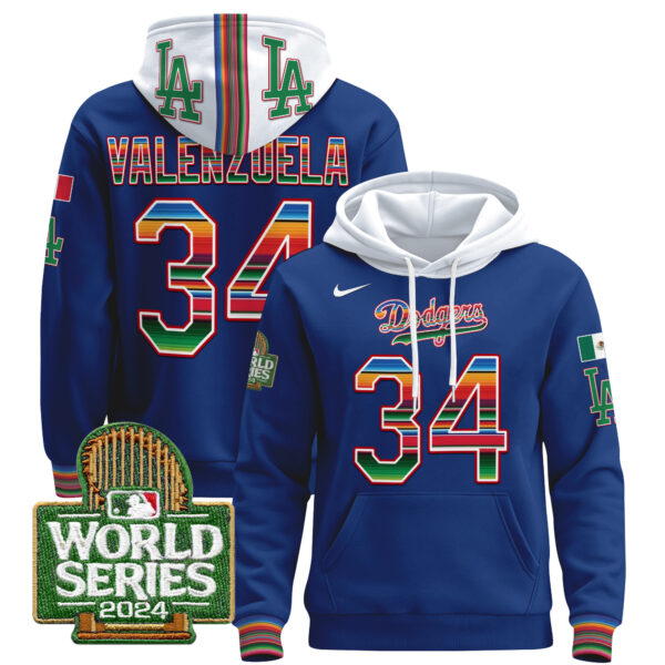 Men's Dodgers Mexico 2024 World Series Pullover Hoodie - All Stitched - Image 10