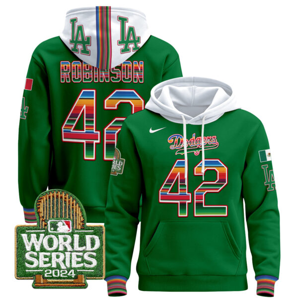 Men's Dodgers Mexico 2024 World Series Pullover Hoodie - All Stitched - Image 30