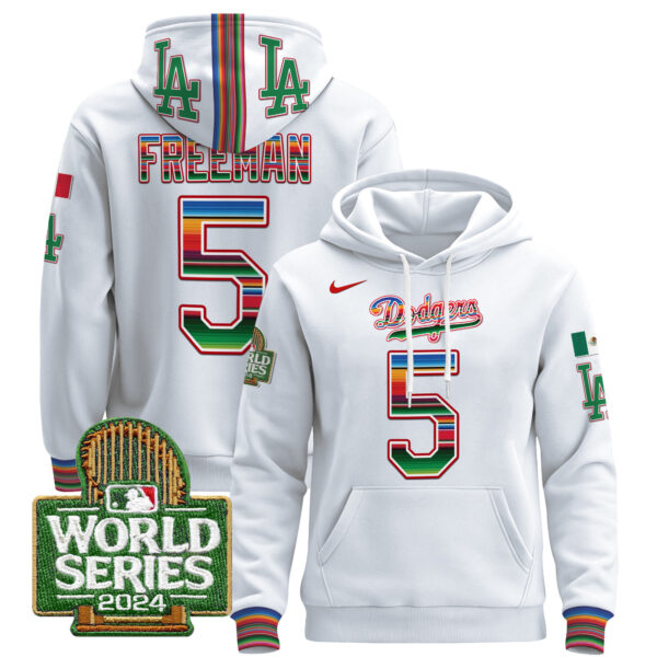 Men's Dodgers Mexico 2024 World Series Pullover Hoodie - All Stitched - Image 5