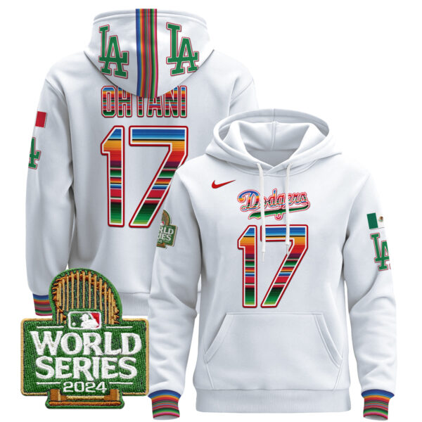 Men's Dodgers Mexico 2024 World Series Pullover Hoodie - All Stitched - Image 2