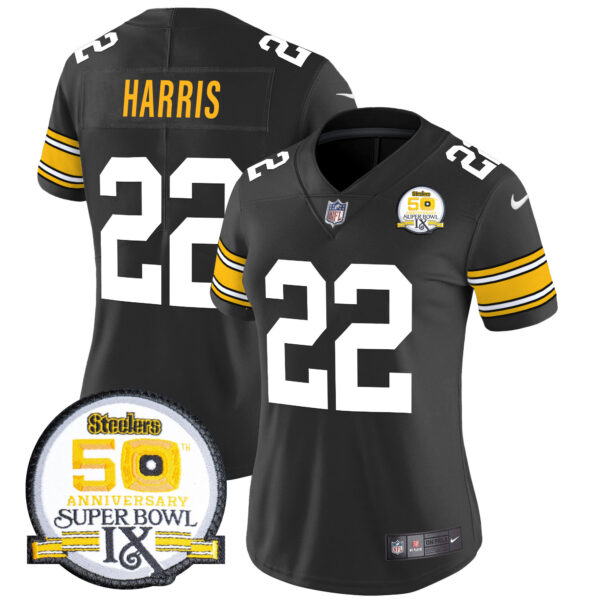 Women's Steelers 50th Anniversary Of Super Bowl IX Patch Vapor Limited Jersey - All Stitched - Image 4