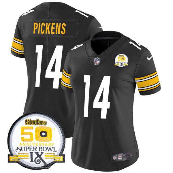 Women's Steelers 50th Anniversary Of Super Bowl IX Patch Vapor Limited Jersey - All Stitched - Image 21