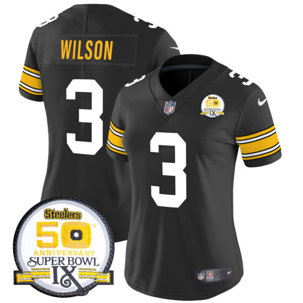 Women's Steelers 50th Anniversary Of Super Bowl IX Patch Vapor Limited Jersey - All Stitched - Image 9