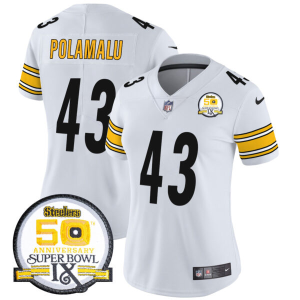 Women's Steelers 50th Anniversary Of Super Bowl IX Patch Vapor Limited Jersey - All Stitched - Image 32