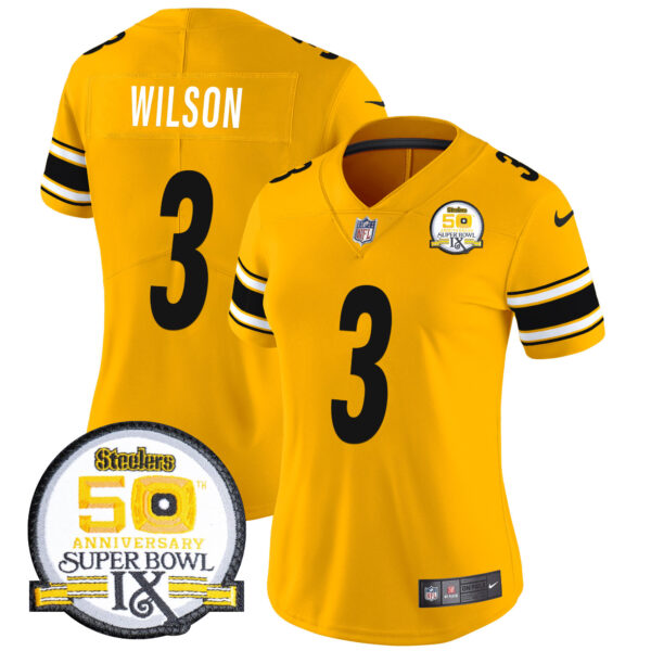 Women's Steelers 50th Anniversary Of Super Bowl IX Patch Vapor Limited Jersey - All Stitched - Image 45