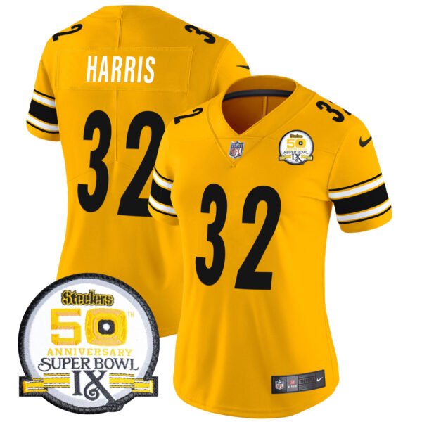 Women's Steelers 50th Anniversary Of Super Bowl IX Patch Vapor Limited Jersey - All Stitched - Image 43