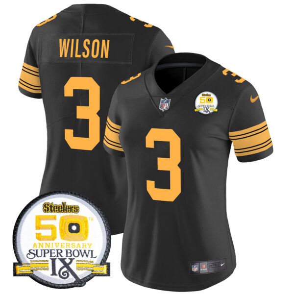 Women's Steelers 50th Anniversary Of Super Bowl IX Patch Vapor Limited Jersey - All Stitched - Image 54