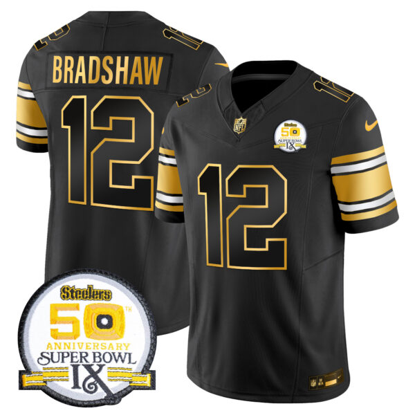 Men's Steelers 50th Anniversary of Super Bowl IX Patch Gold Vapor Limited Jersey - All Stitched - Image 24